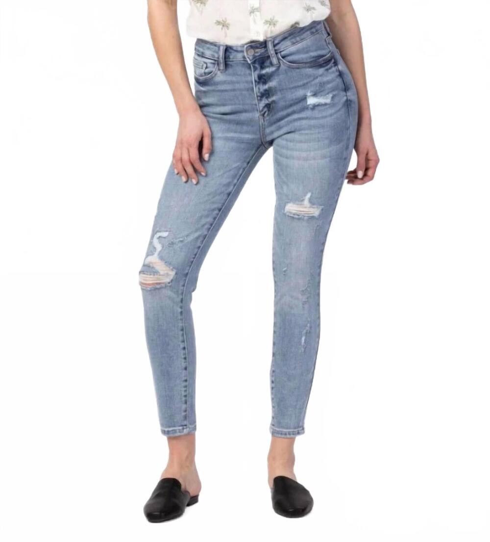 NEW JUDY BLUE women's gwen destroyed skinny jeans in blue